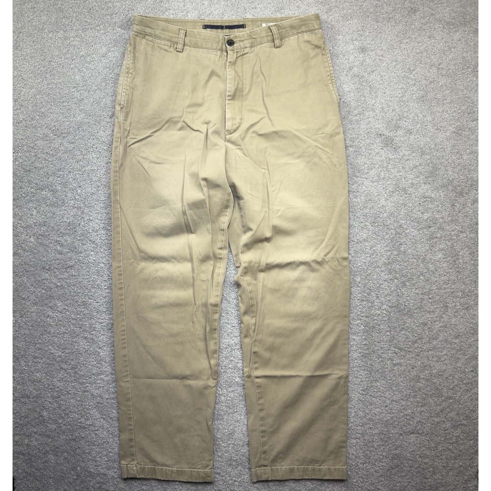 Nautica Clipper Relaxed Fit Chino Pants Men's 34x34 Khaki Cotton Hole